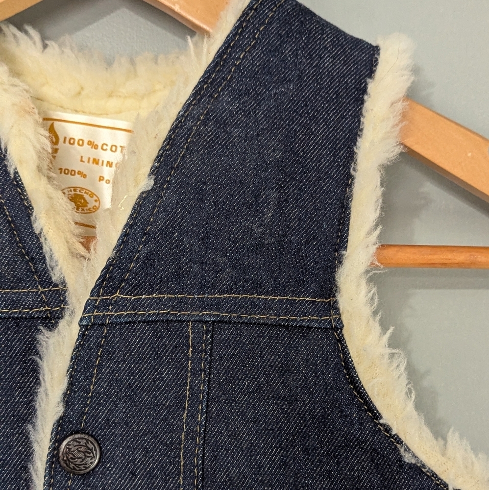 Kids Denim Vest with Faux Fur Sherpa‎ Lining 2T - Picture 2 of 10